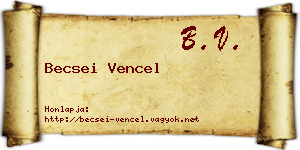 Becsei Vencel névjegykártya